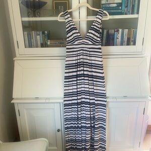 Banana Republic blue striped jersey maxi dress (M)